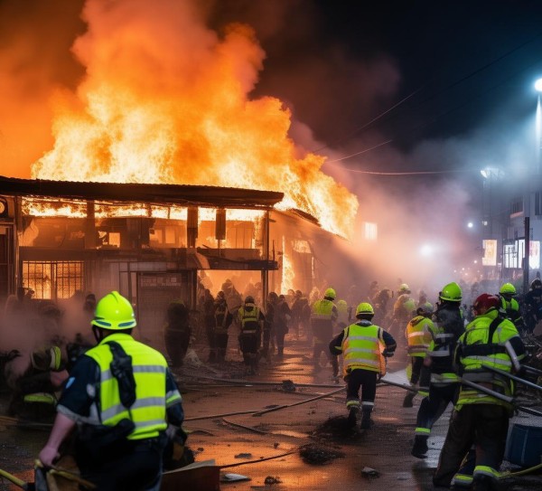 商贸城大火，emergency rescue and recovery