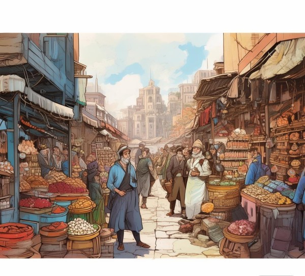 商贸行业插画作品，一展商贸风采