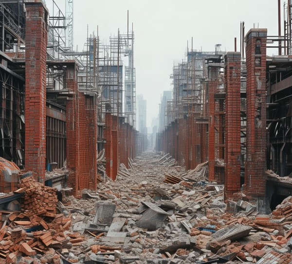 商贸城，bricks、钢筋、debris，这些看似平凡的元素，承载着企业发展与辉煌的历史